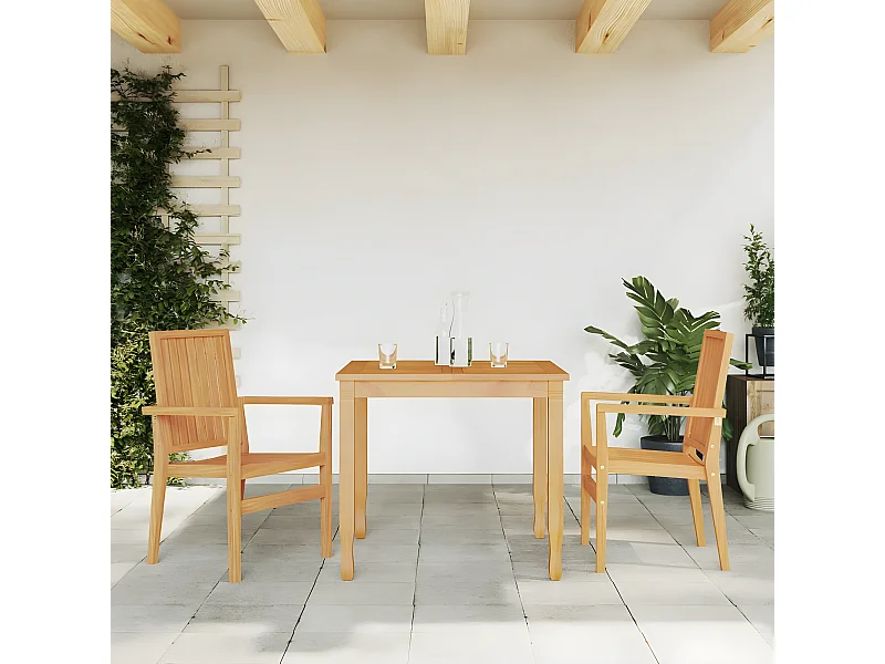 Chaises de jardin empilables lot de 2 56,5x57,5x91 cm bois teck SEF76338