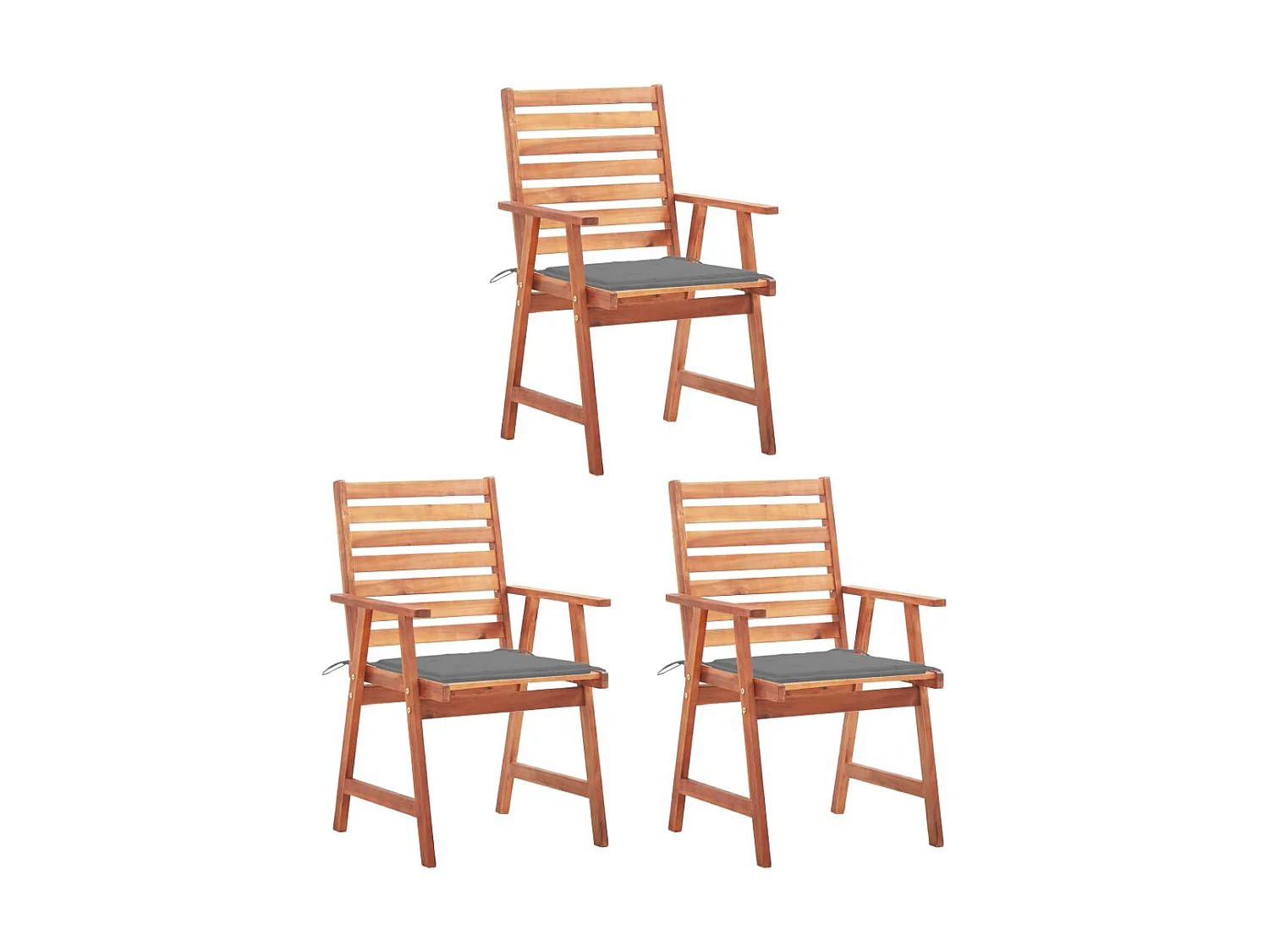 Chaises à dîner d'extérieur 3 pcs avec coussins Acacia massif SEF29656