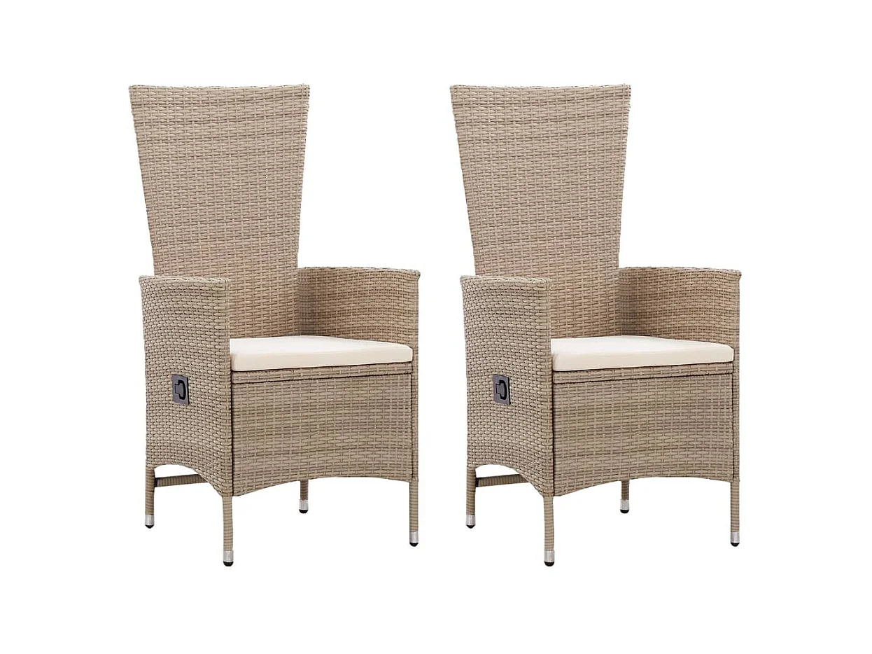 Chaises d'extérieur 2 pcs avec coussins Résine tressée Beige SEF95850