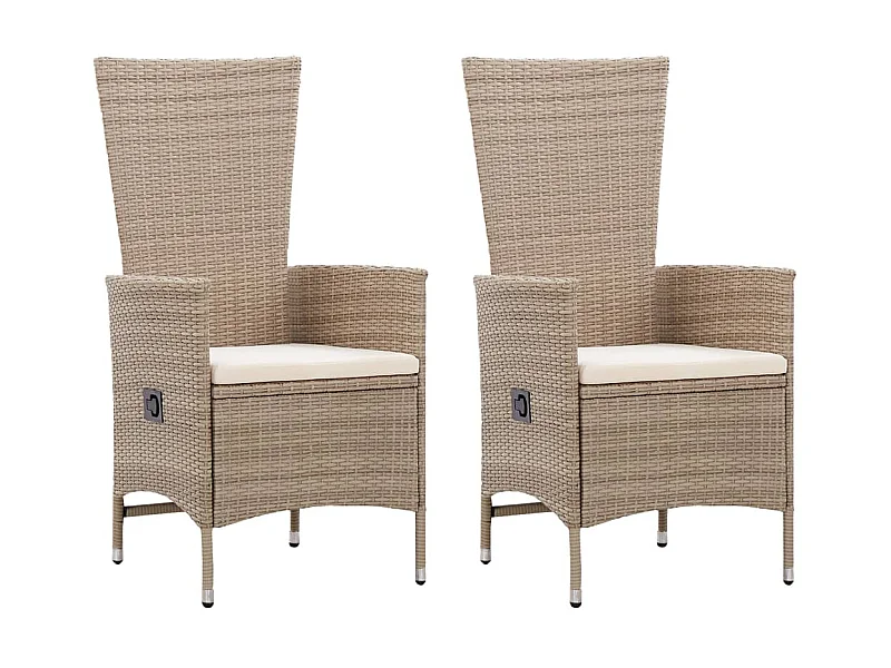 Chaises d'extérieur 2 pcs avec coussins Résine tressée Beige SEF95850