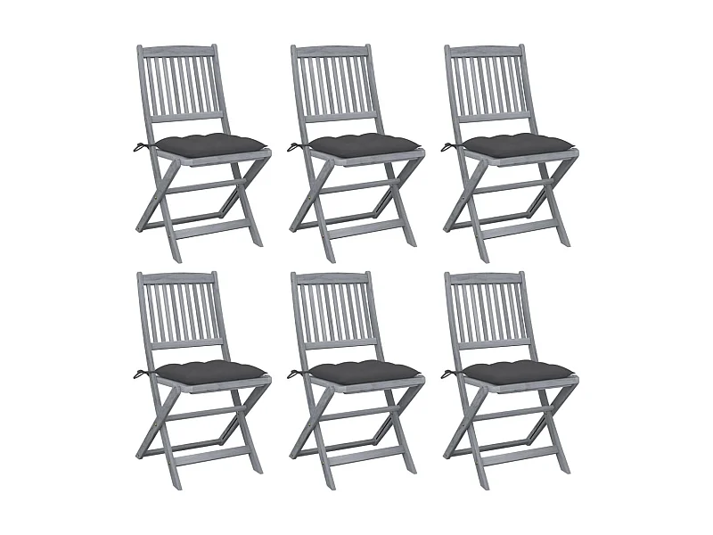 Klappbare Gartenstühle 6 Stk.| Outdoor-Stuhl mit Kissen Massivholz Akazie -gkd94330