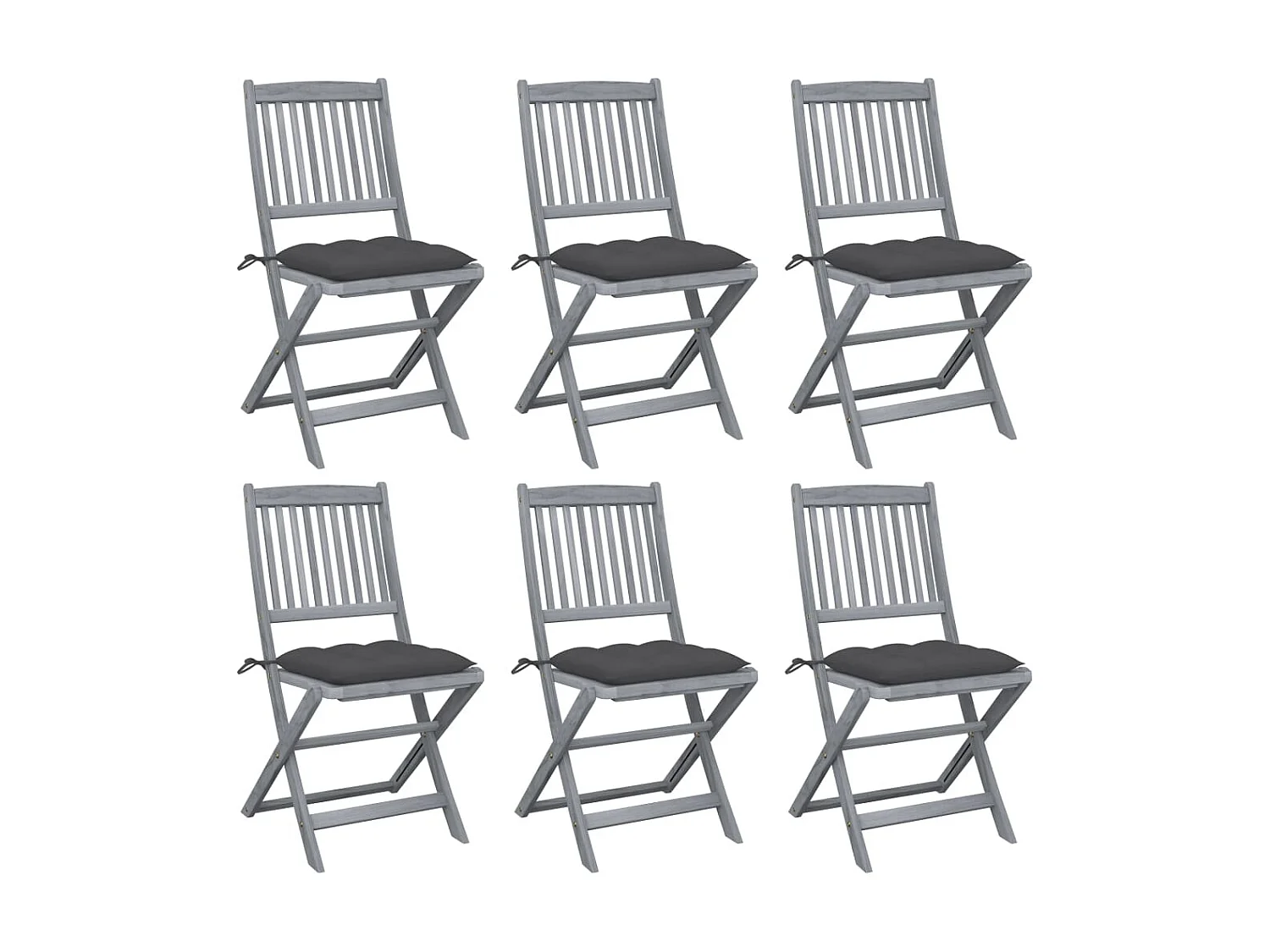 Klappbare Gartenstühle 6 Stk.| Outdoor-Stuhl mit Kissen Massivholz Akazie -gkd94330