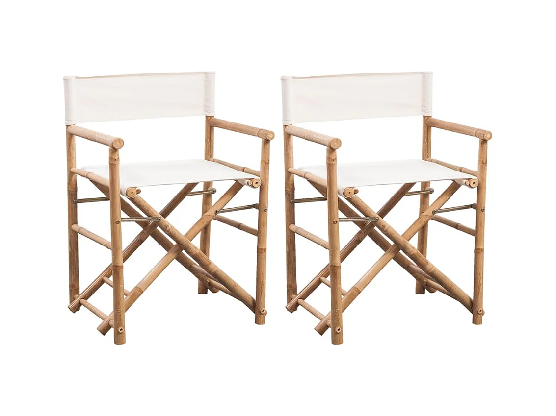 Chaise pliable 2 pcs Bambou et toile SEF37764
