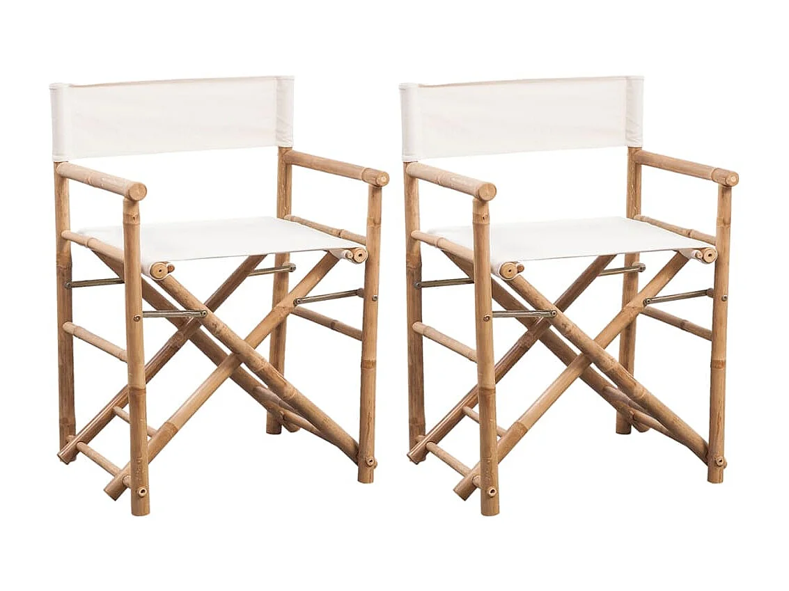 Chaise pliable 2 pcs Bambou et toile SEF37764