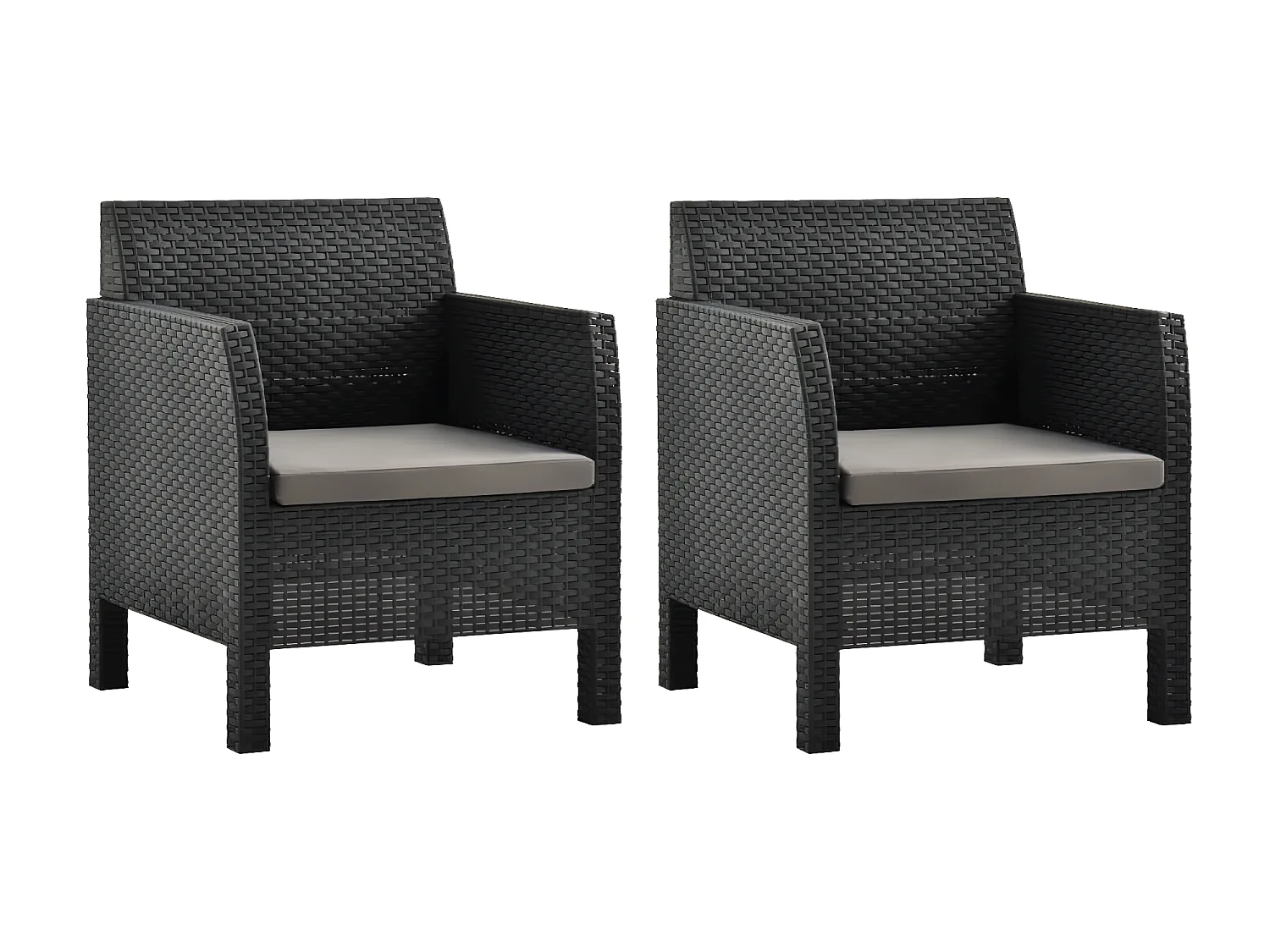 Chaises de jardin avec coussins 2 pcs PP Rotin Anthracite SEF84861