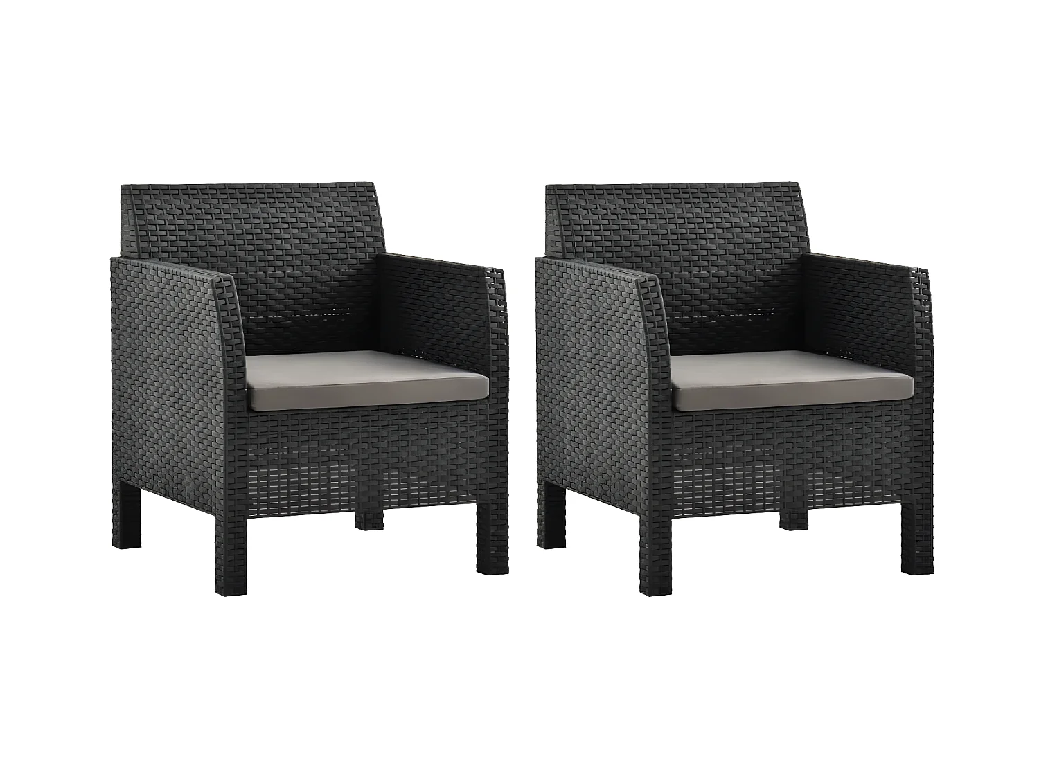 Chaises de jardin avec coussins 2 pcs PP Rotin Anthracite SEF84861