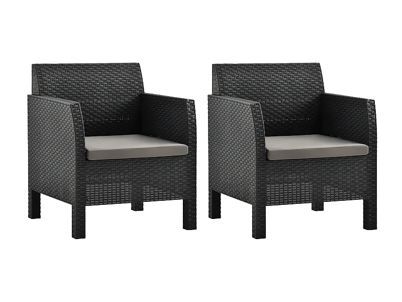 Chaises de jardin avec coussins 2 pcs PP Rotin Anthracite SEF84861