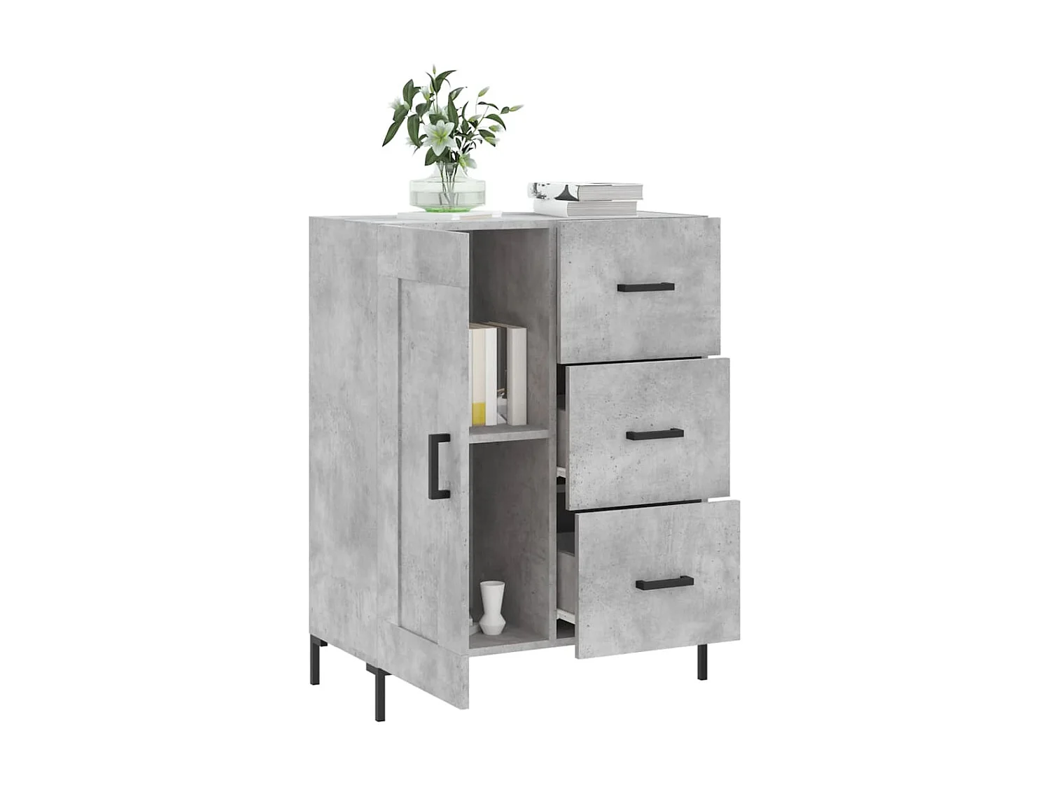 Sideboard Lowboard - Betongrau 69,5x34x90 cm Holzwerkstoff -RM96859