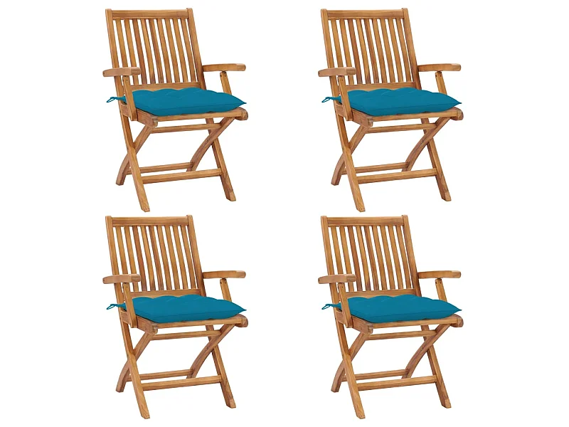 Chaises pliables de jardin avec coussins 4 pcs Teck solide SEF78553