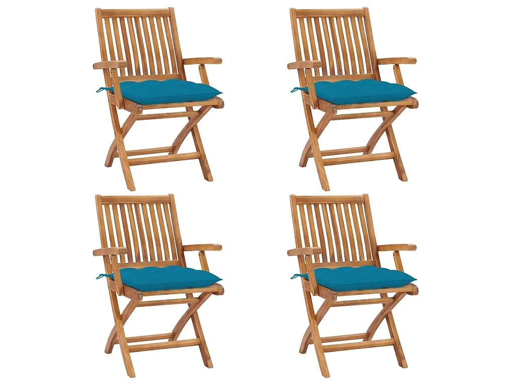 Chaises pliables de jardin avec coussins 4 pcs Teck solide SEF78553