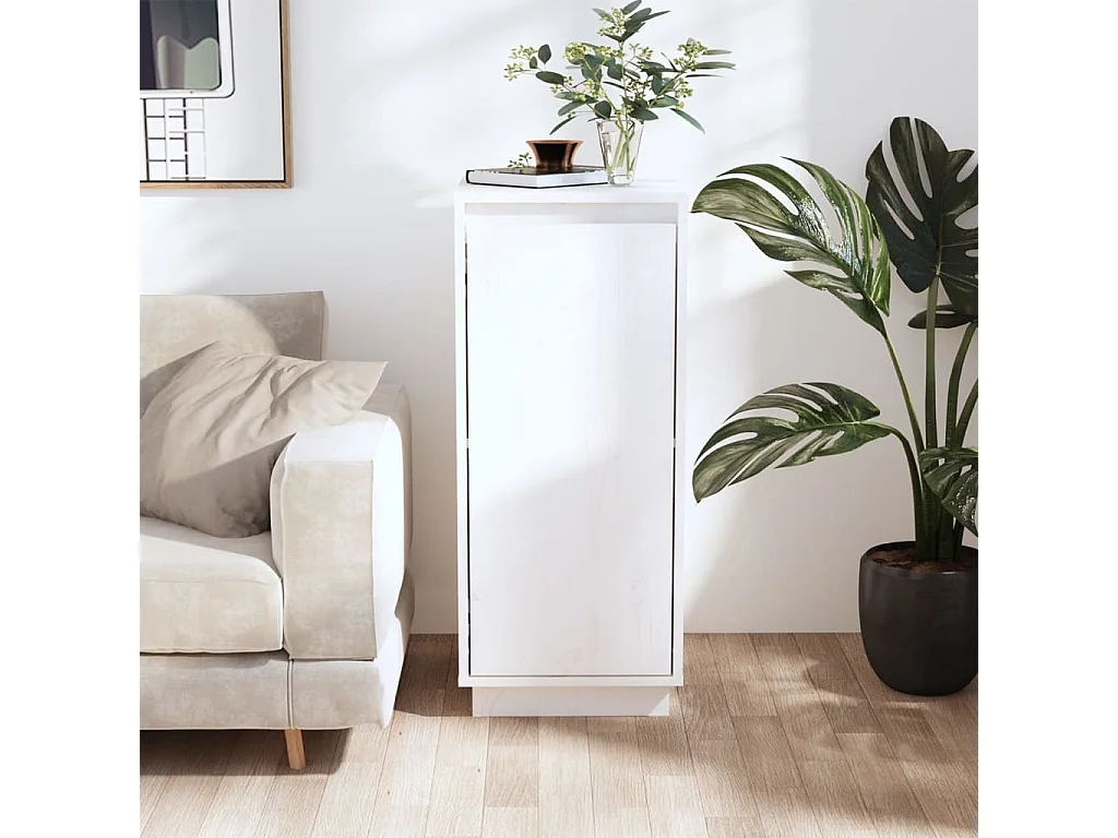 Sideboard Weiß Anrichte 31,5x34x75 cm Massivholz Kiefer -RM71222