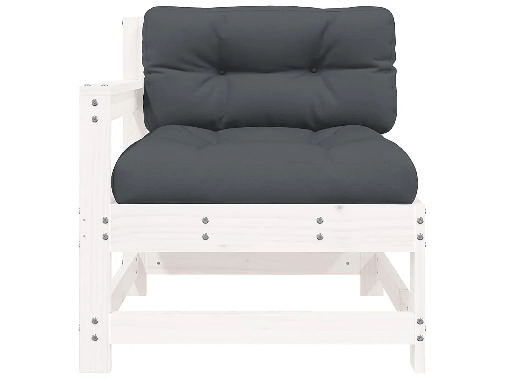 Chaise de jardin avec coussinscs blanc bois de pin massif PWRS47613