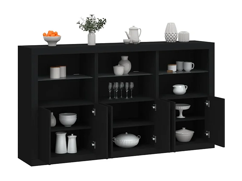 Sideboard mit LED-Leuchten Anrichte Schwarz 181,5x37x100 cm -RM37990