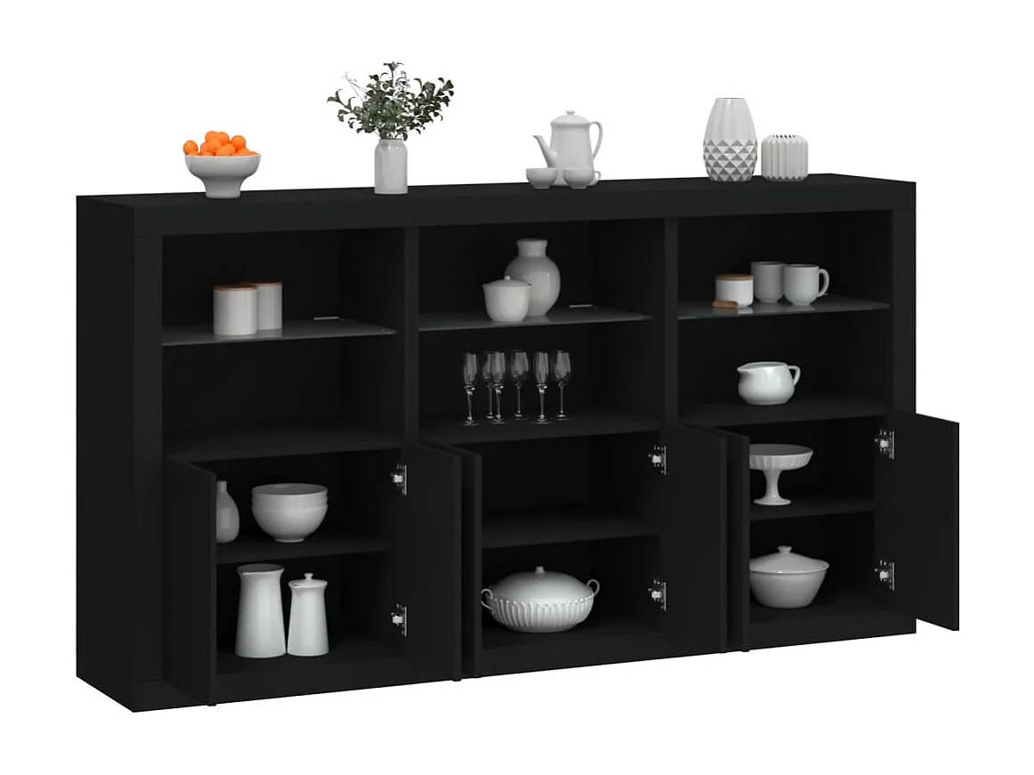 Sideboard mit LED-Leuchten Anrichte Schwarz 181,5x37x100 cm -RM37990