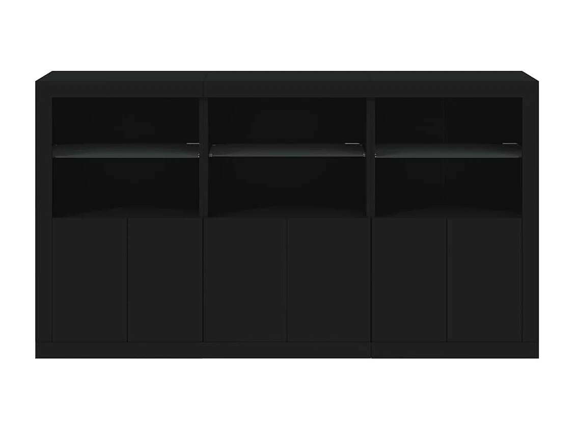 Sideboard mit LED-Leuchten Anrichte Schwarz 181,5x37x100 cm -RM37990