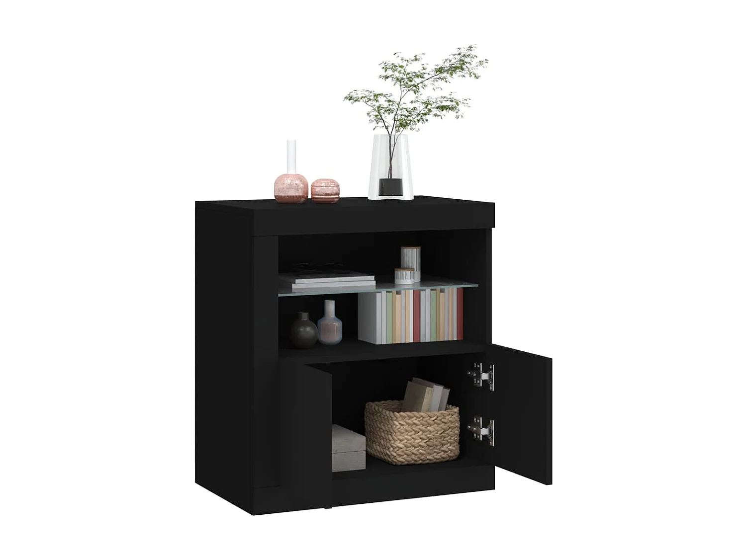 Sideboard mit LED-Leuchten Anrichte Schwarz 60,5x37x67 cm -RM12124