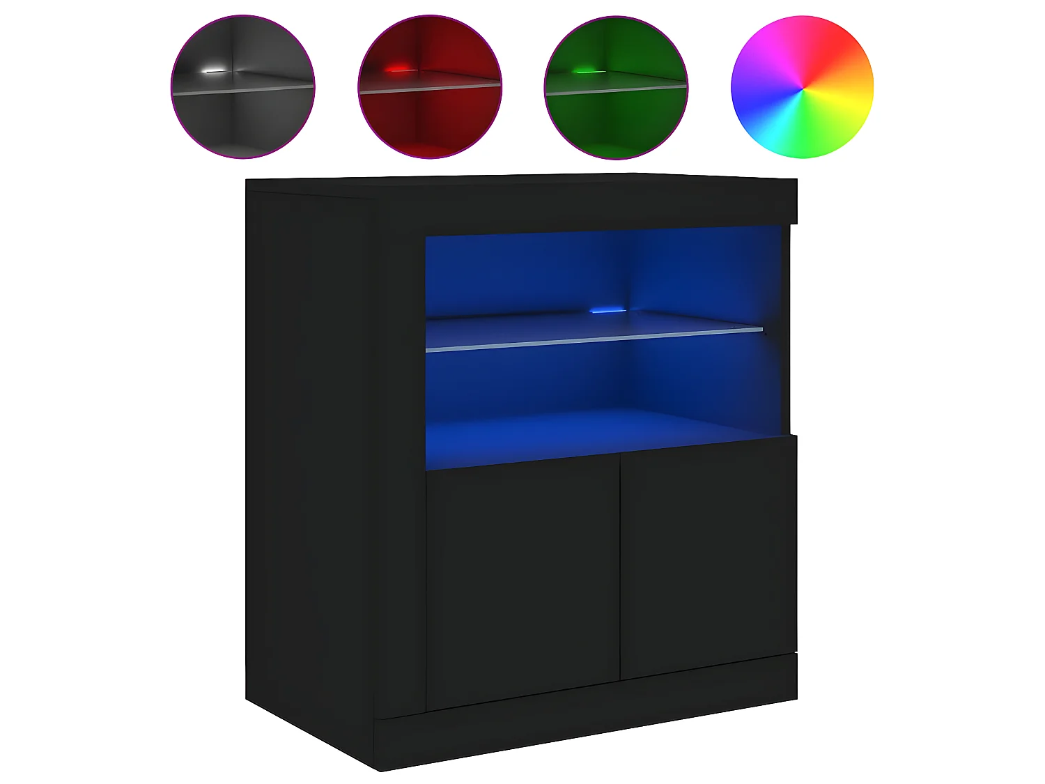Sideboard mit LED-Leuchten Anrichte Schwarz 60,5x37x67 cm -RM12124