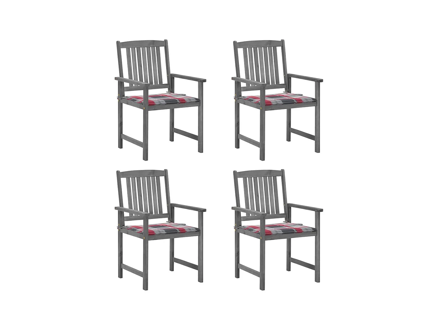 Chaises de jardin avec coussins 4 pcs Gris Bois d'acacia massif SEF25494