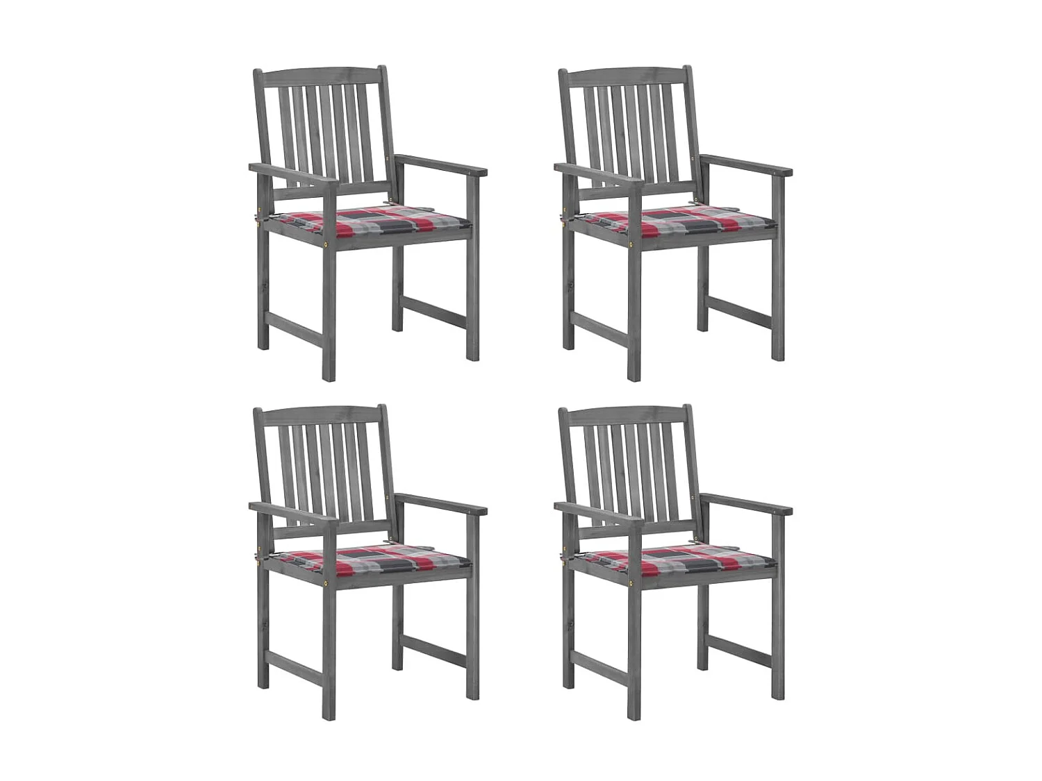Chaises de jardin avec coussins 4 pcs Gris Bois d'acacia massif SEF25494