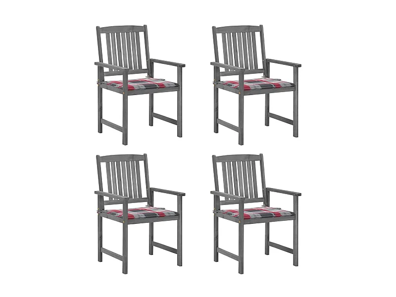 Chaises de jardin avec coussins 4 pcs Gris Bois d'acacia massif SEF25494