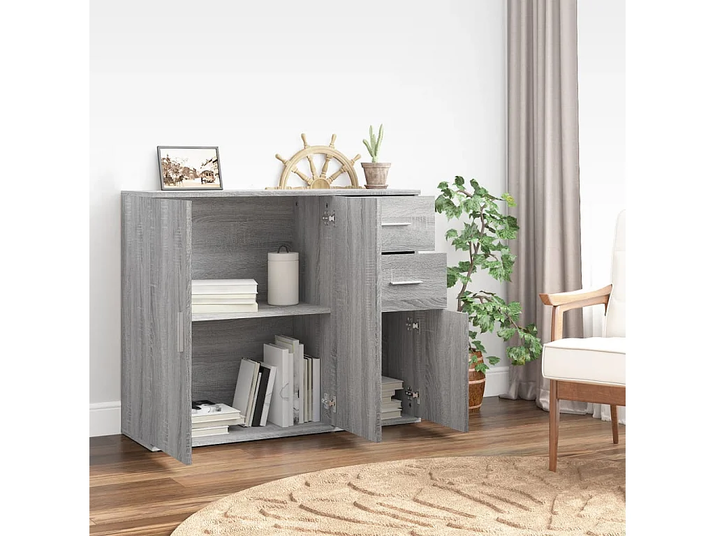 Sideboard Lowboard - Grau Sonoma 91x29,5x75 cm Holzwerkstoff -RM20974