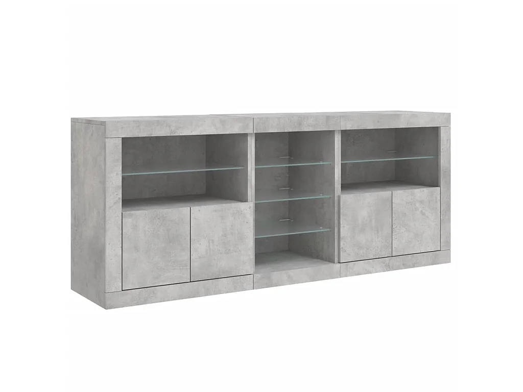 Sideboard mit LED-Leuchten - Anrichte Betongrau 181,5x37x67 cm -RM58330