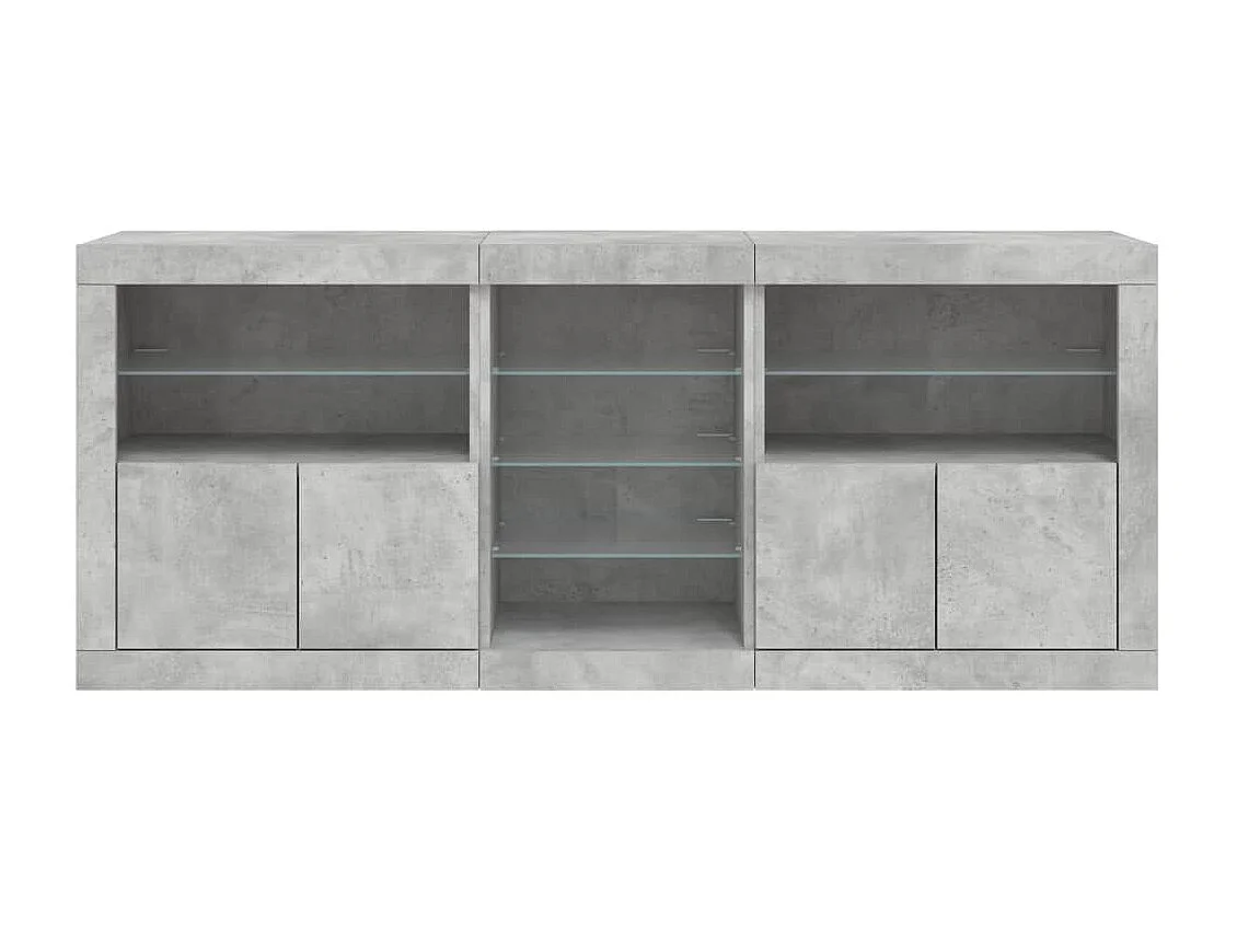 Sideboard mit LED-Leuchten - Anrichte Betongrau 181,5x37x67 cm -RM58330