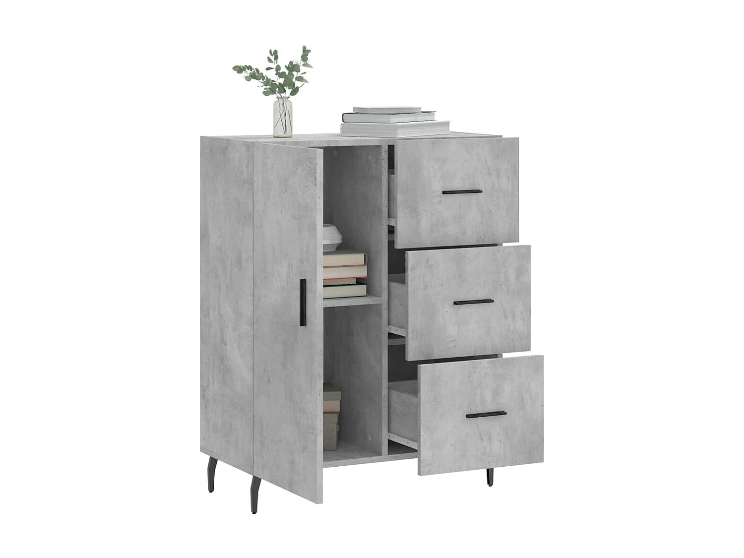 Sideboard Lowboard - Betongrau 69,5x34x90 cm Holzwerkstoff -RM28904
