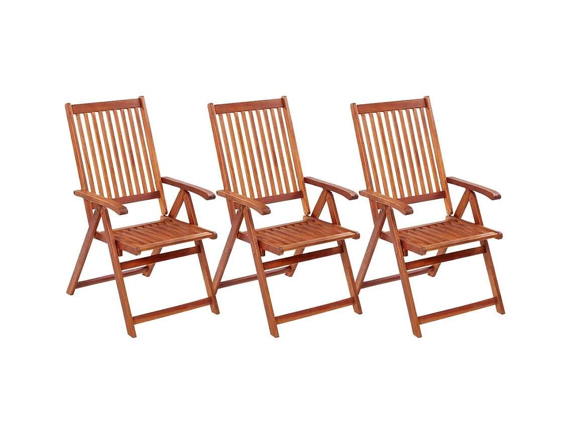 Chaises pliables de jardin 3 pcs Bois d'acacia solide SEF30091