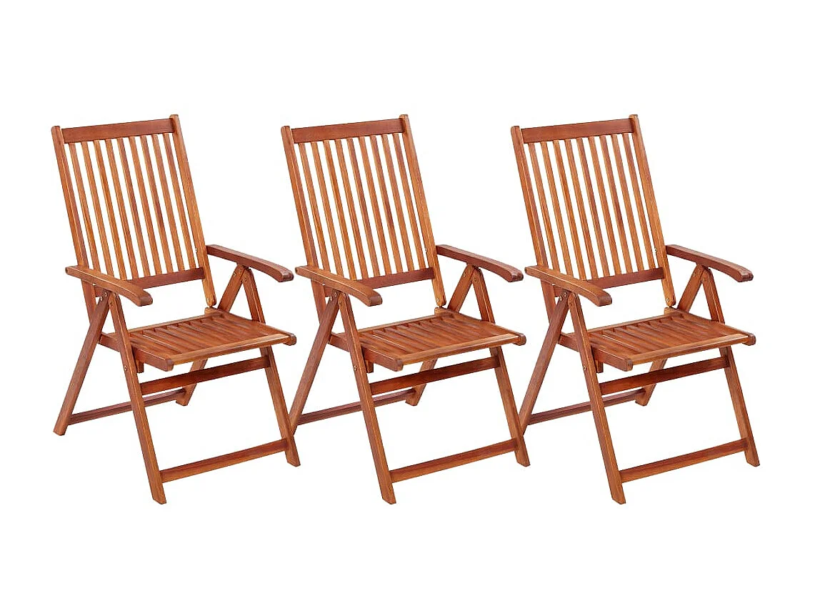 Chaises pliables de jardin 3 pcs Bois d'acacia solide SEF30091