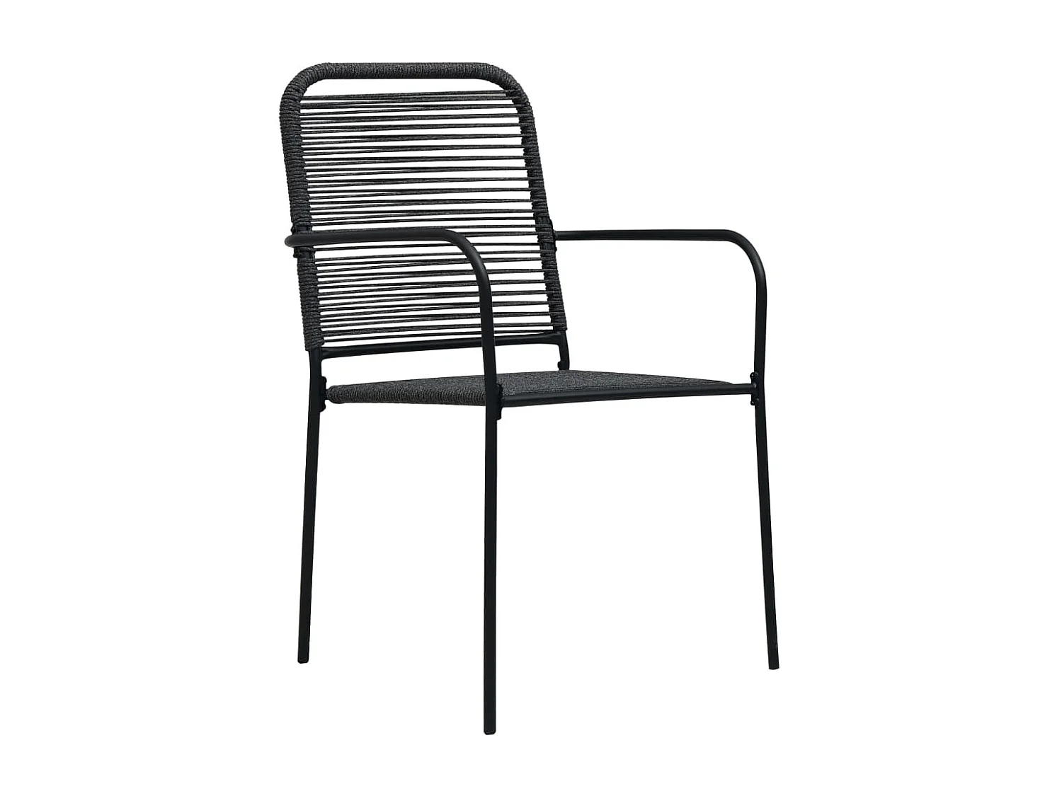 Chaises de jardin 4 pcs Corde en coton et acier Noir SEF65898