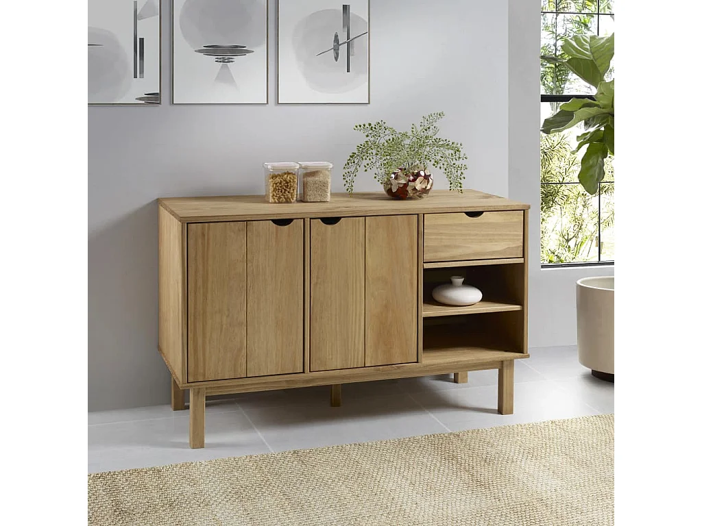 Sideboard Anrichte mit 2 Türen OTTA 114x43x73,5 cm Massivholz Kiefer -RM56316
