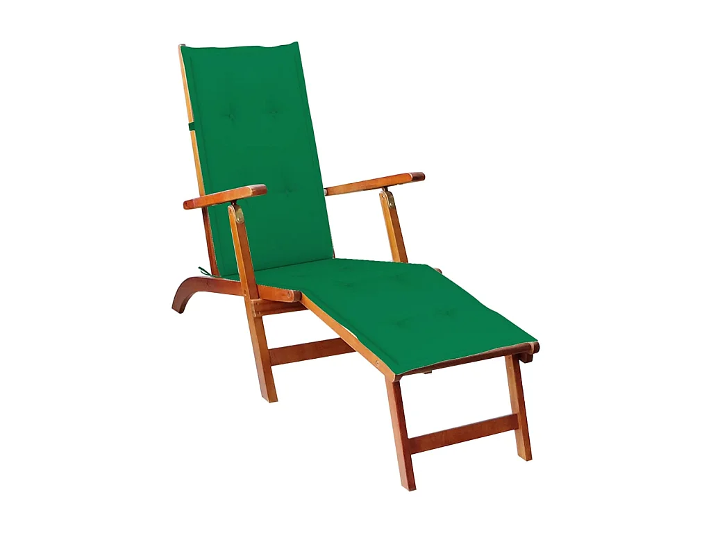 Chaise de terrasse avec repose-pied et coussin Acacia solide SEF10746