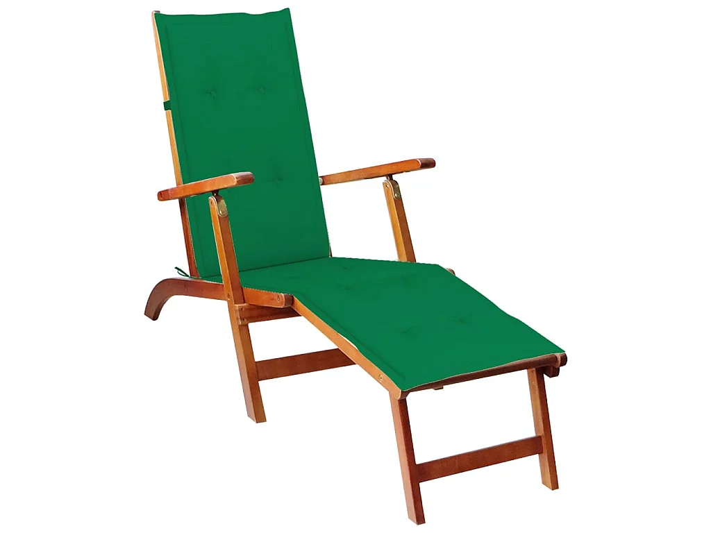 Chaise de terrasse avec repose-pied et coussin Acacia solide SEF10746