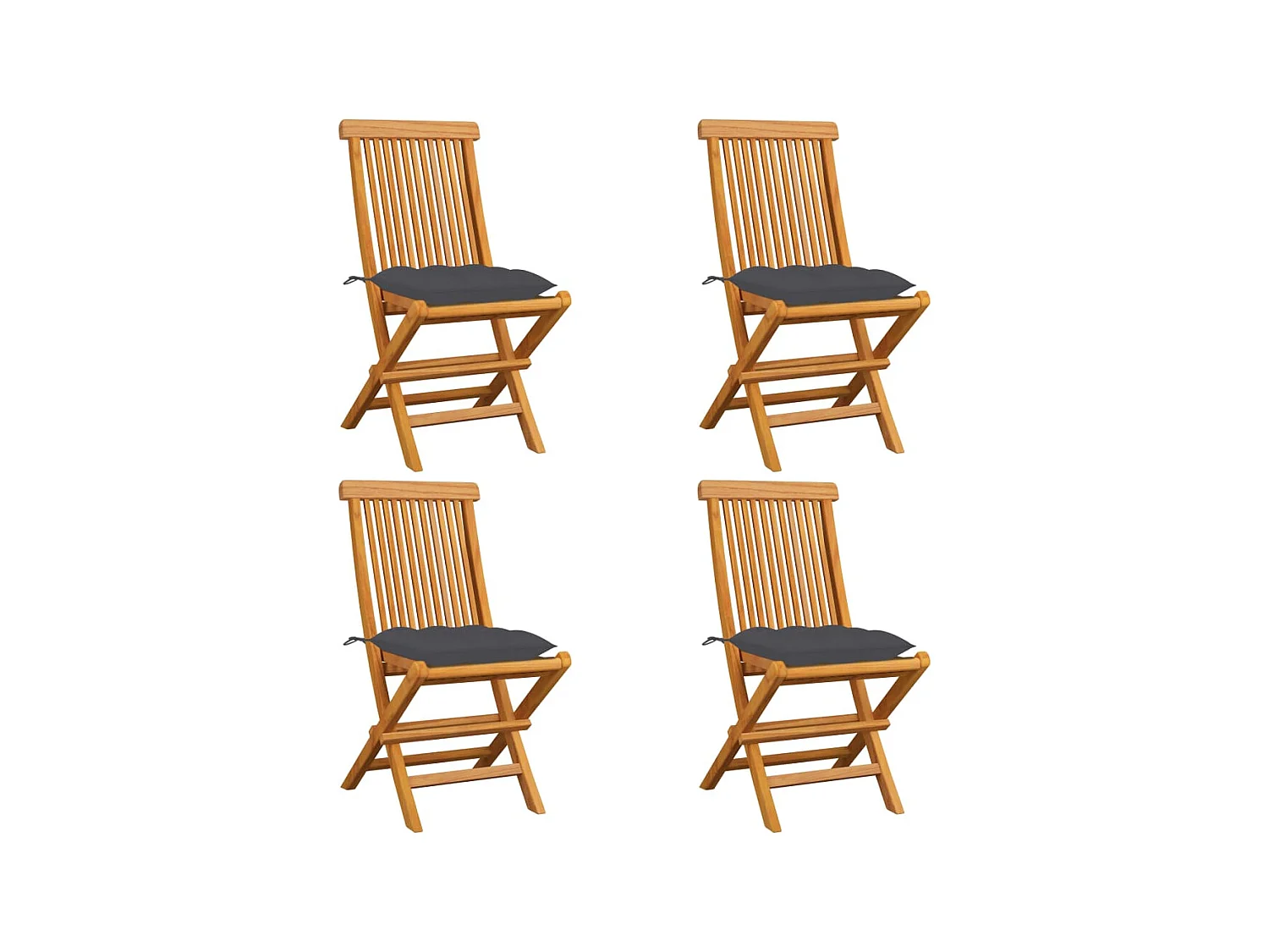 Chaises de jardin avec coussins anthracite 4 pcs Bois de teck SEF84043