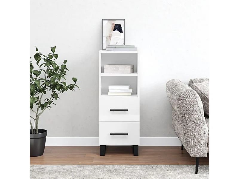 Sideboard Lowboard - Hochglanz-Weiß 34,5x34x90 cm Holzwerkstoff -RM48681