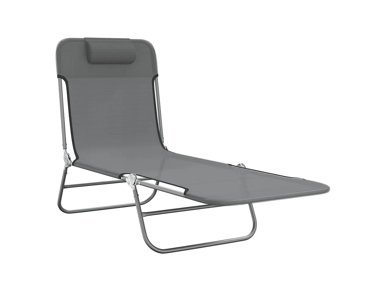Tumbonas plegables 2 uds acero y textilene gris ES48480