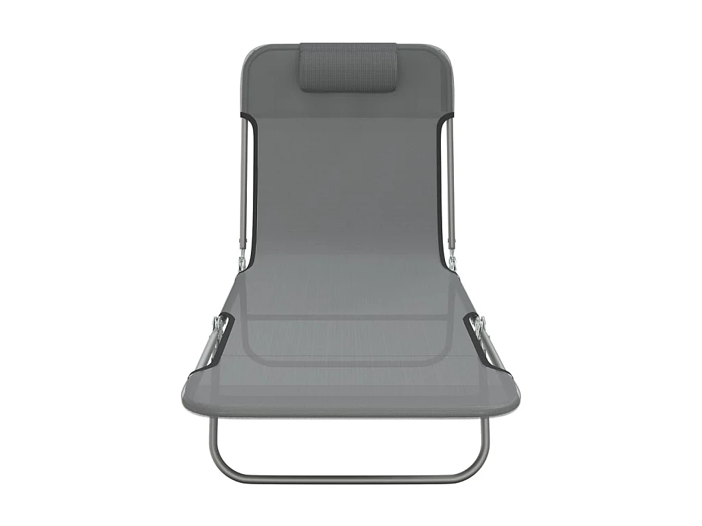 Tumbonas plegables 2 uds acero y textilene gris ES48480