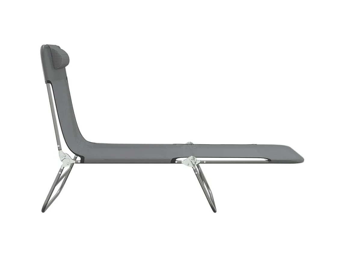Tumbonas plegables 2 uds acero y textilene gris ES48480