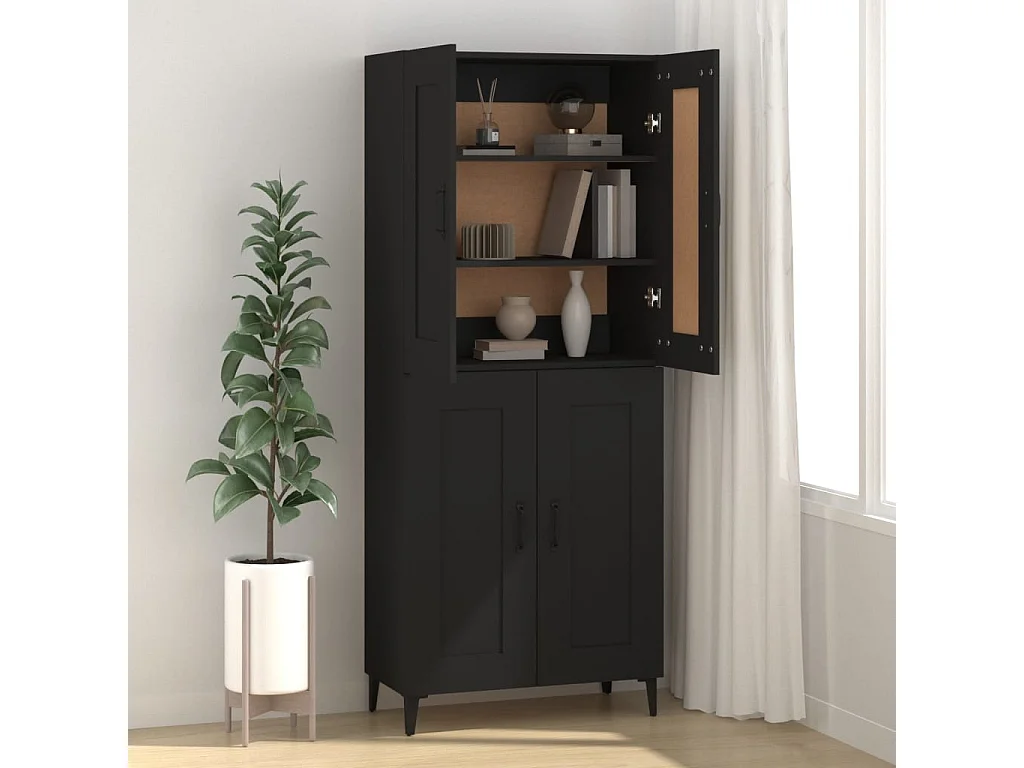 Sideboard Schwarz Anrichte 69,5x34x90 cm Holzwerkstoff -RM16228