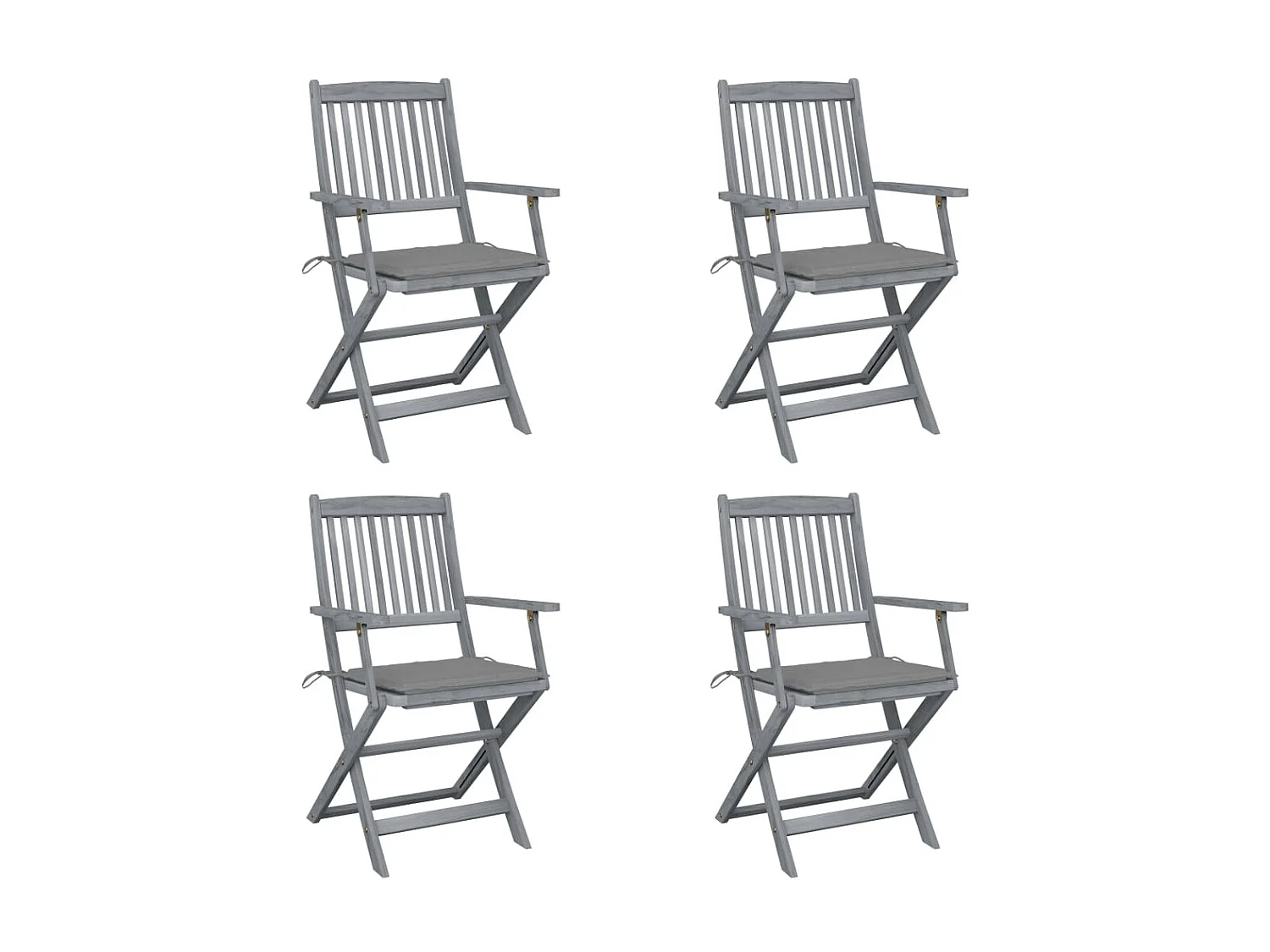 Chaises pliables d'extérieur 4 pcs avec coussins Bois d'acacia SEF91717