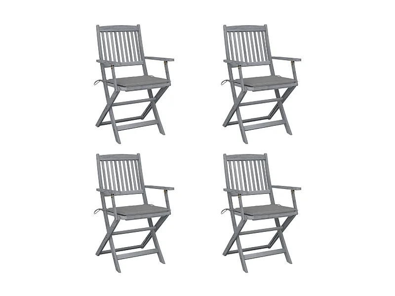 Chaises pliables d'extérieur 4 pcs avec coussins Bois d'acacia SEF91717