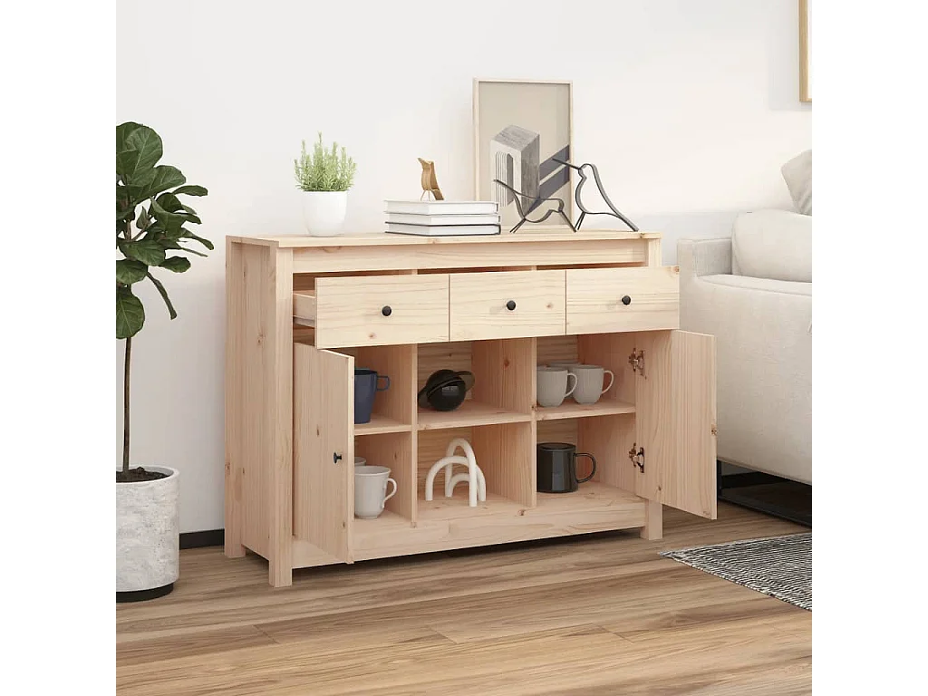 Sideboard Anrichte - 100x35x74,5 cm Massivholz Kiefer -RM53281