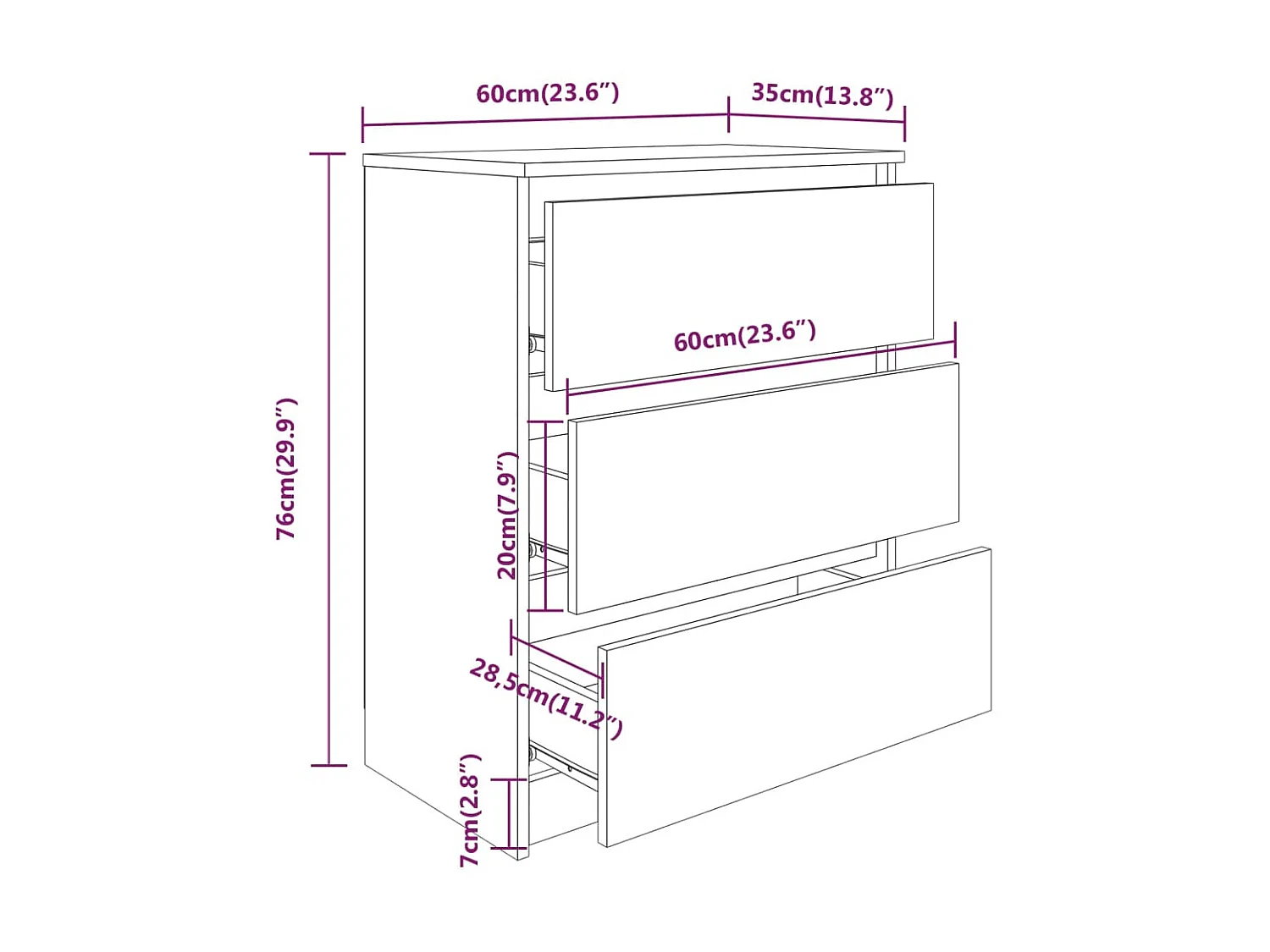 Sideboard Lowboard - Betongrau 60x35x76 cm Holzwerkstoff -RM69000