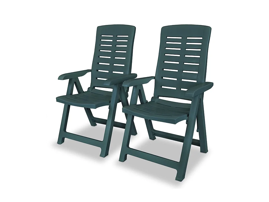 2 pcs Chaises inclinables de jardin Plastique Vert SEF88651