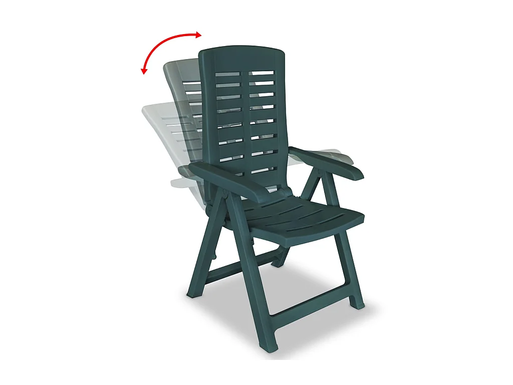 2 pcs Chaises inclinables de jardin Plastique Vert SEF88651