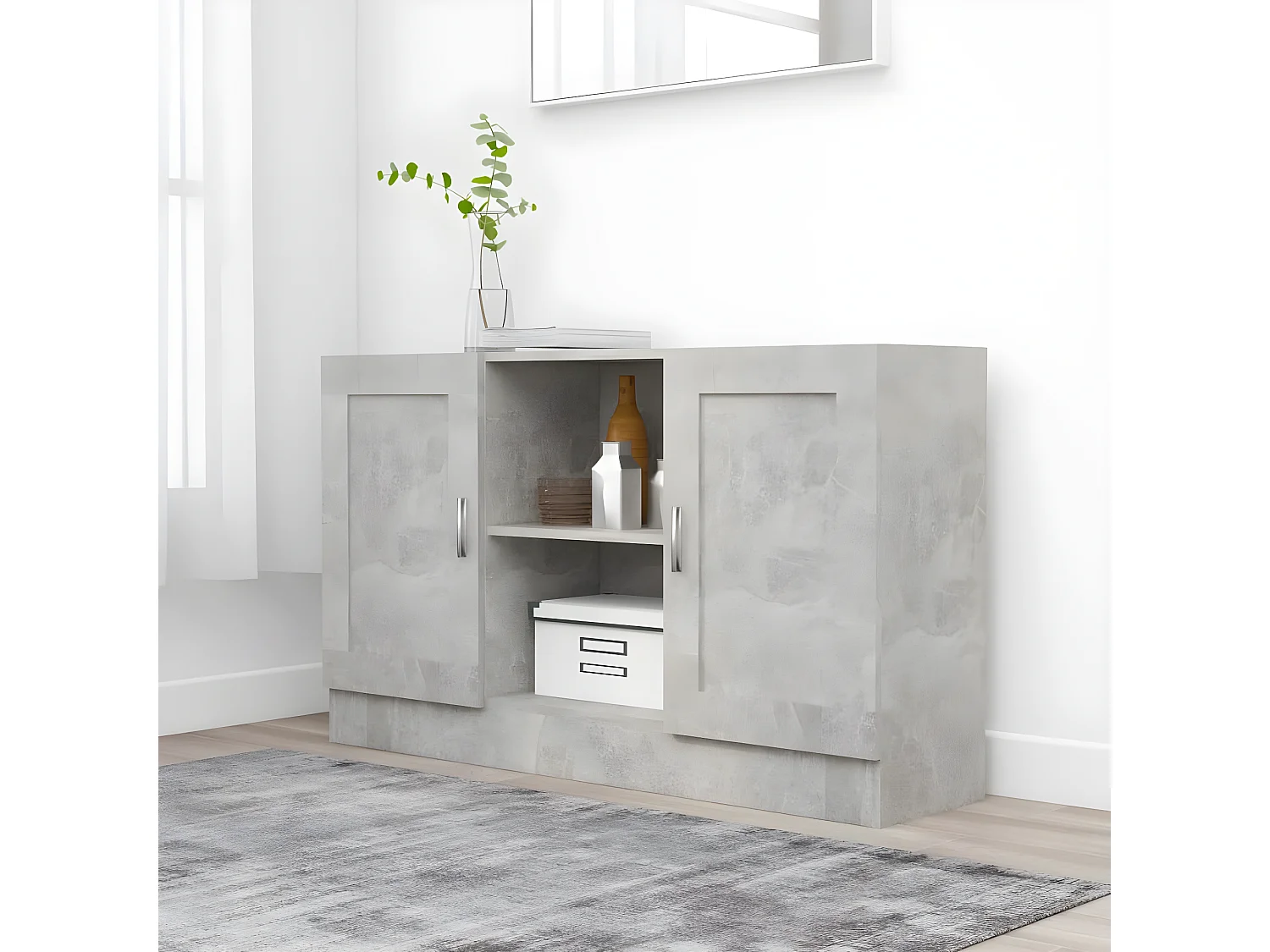 Sideboard Lowboard - Betongrau 120x30,5x70 cm Holzwerkstoff -RM53224
