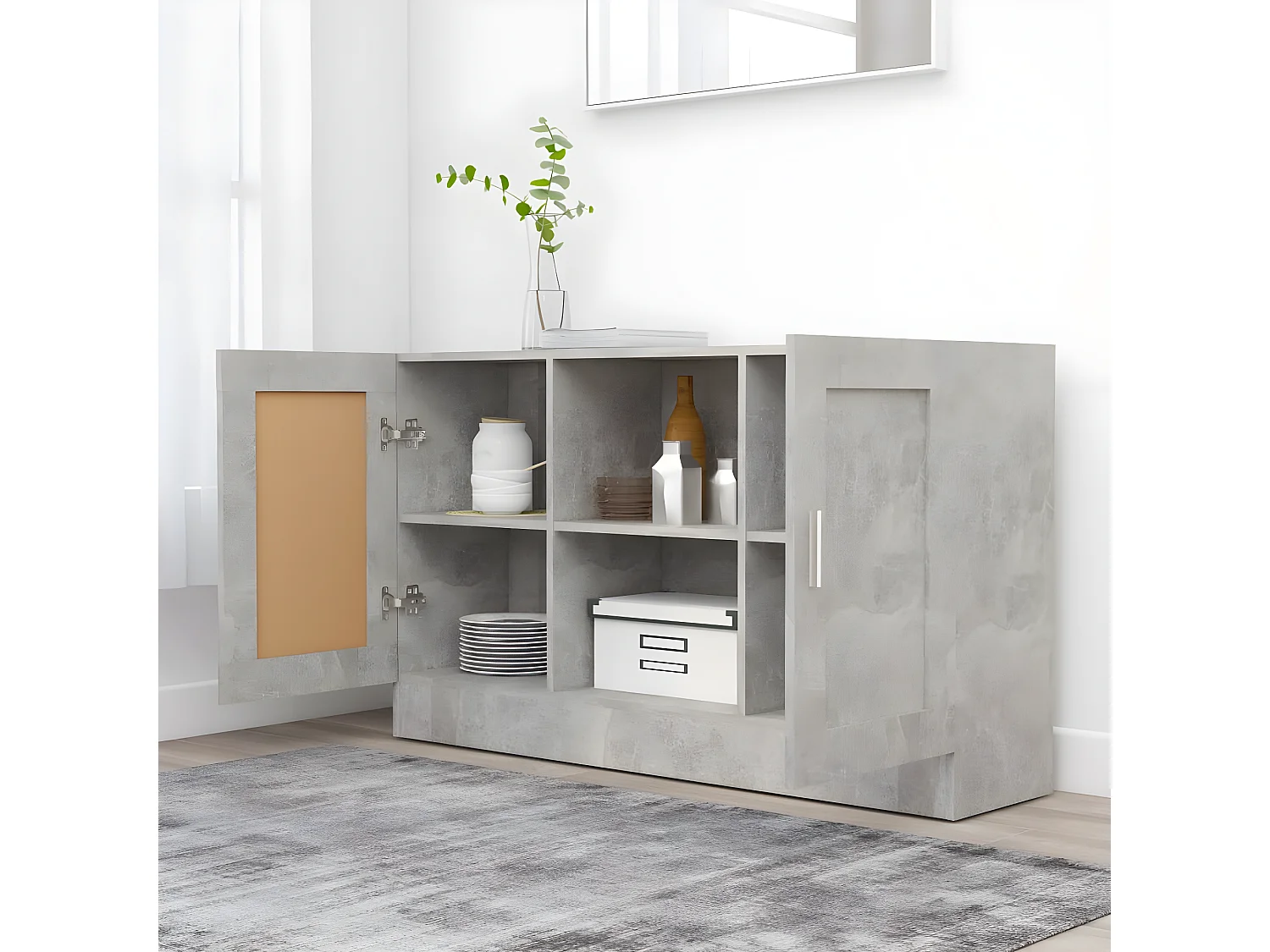 Sideboard Lowboard - Betongrau 120x30,5x70 cm Holzwerkstoff -RM53224