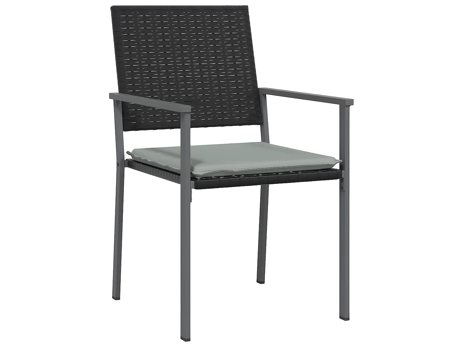 Cadeiras jardim c/ almofadões 6 pcs 54x62,5x89 cm vime PE preto PT373545