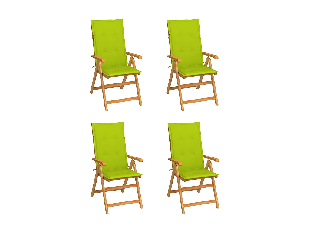 Tuinstoelen 4 st met heldergroene kussens massief teakhout NL50631